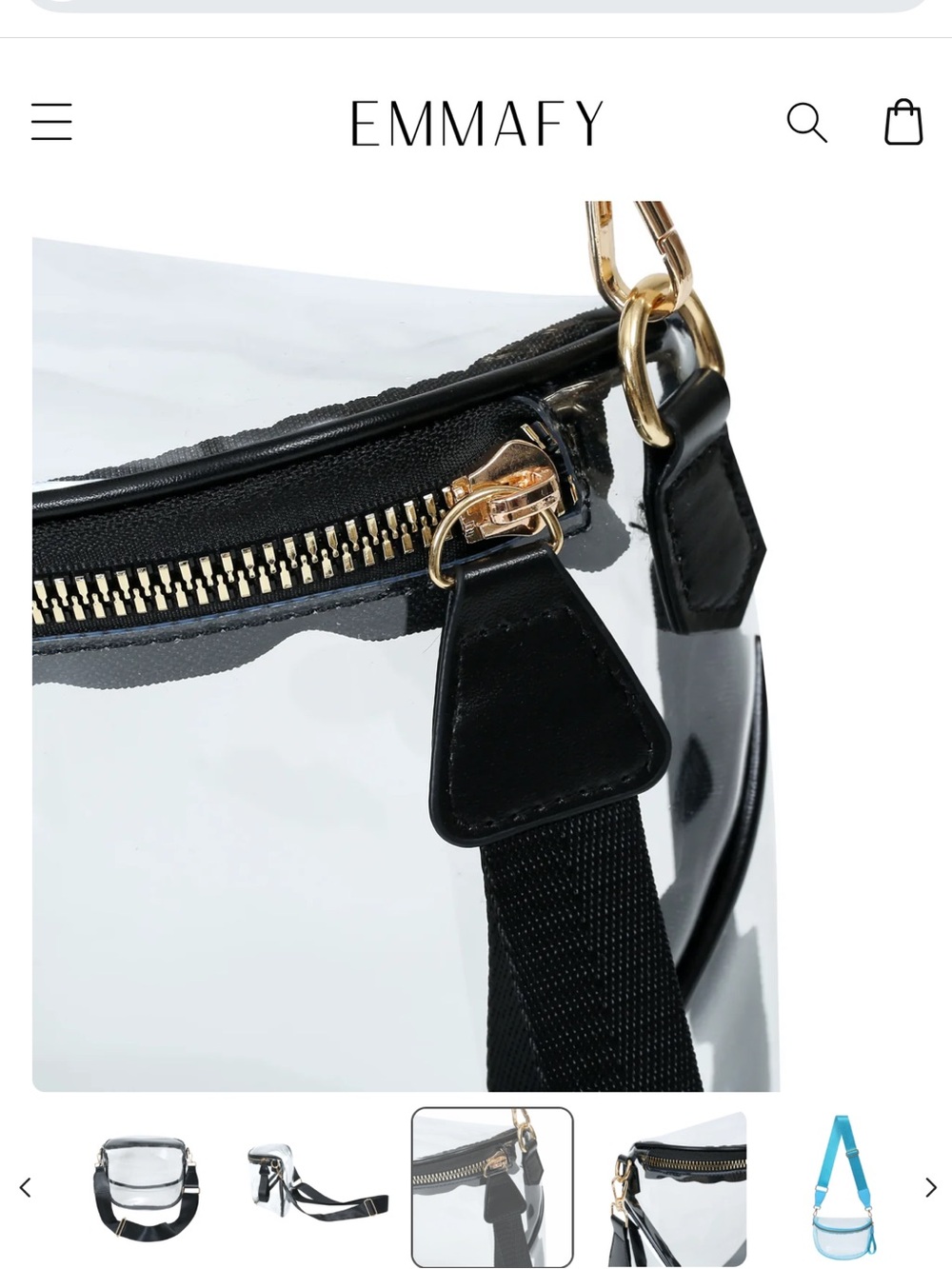 New Emmafy clear crossbody stadium Bag black trim - Picture 7 of 8
